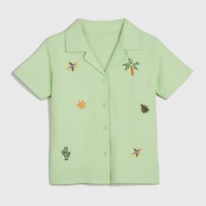 Boys mustard printed polo shirt